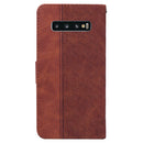 For Samsung Galaxy S10+ Geometric Embossed Leather Phone Case(Brown)