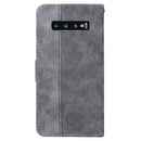 For Samsung Galaxy S10+ Geometric Embossed Leather Phone Case(Grey)