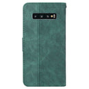 For Samsung Galaxy S10+ Geometric Embossed Leather Phone Case(Green)