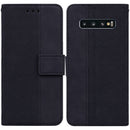For Samsung Galaxy S10+ Geometric Embossed Leather Phone Case(Black)