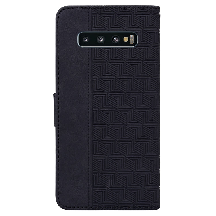 For Samsung Galaxy S10+ Geometric Embossed Leather Phone Case(Black)