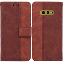 For Samsung Galaxy S10e Geometric Embossed Leather Phone Case(Brown)
