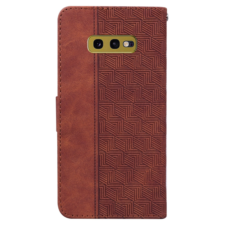 For Samsung Galaxy S10e Geometric Embossed Leather Phone Case(Brown)