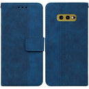 For Samsung Galaxy S10e Geometric Embossed Leather Phone Case(Blue)