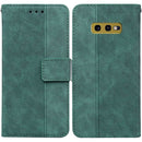 For Samsung Galaxy S10e Geometric Embossed Leather Phone Case(Green)