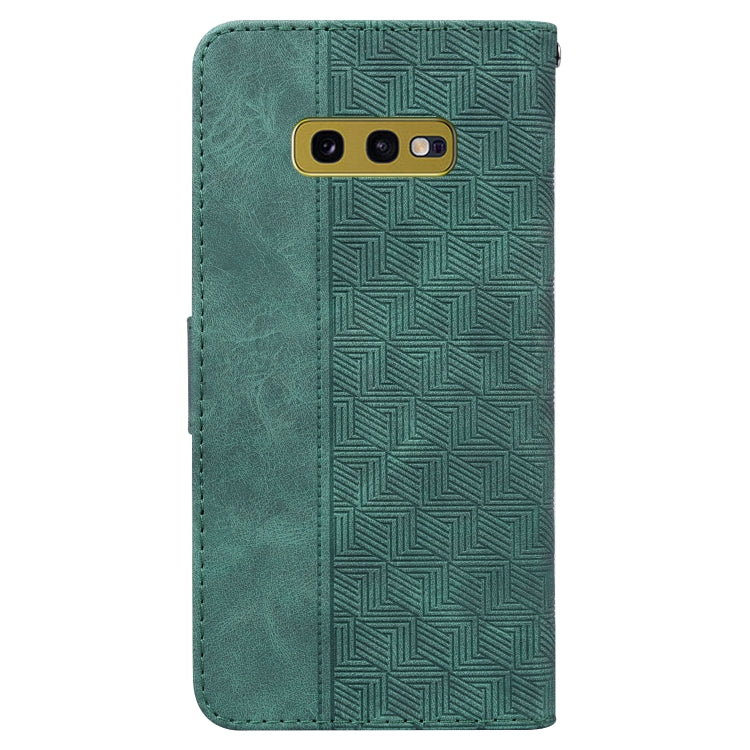 For Samsung Galaxy S10e Geometric Embossed Leather Phone Case(Green)