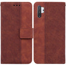 For Samsung Galaxy Note10+ Geometric Embossed Leather Phone Case(Brown)