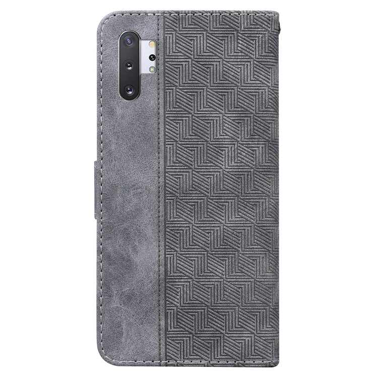 For Samsung Galaxy Note10+ Geometric Embossed Leather Phone Case(Grey)