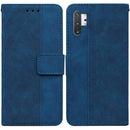 For Samsung Galaxy Note10+ Geometric Embossed Leather Phone Case(Blue)