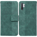 For Samsung Galaxy Note10+ Geometric Embossed Leather Phone Case(Green)