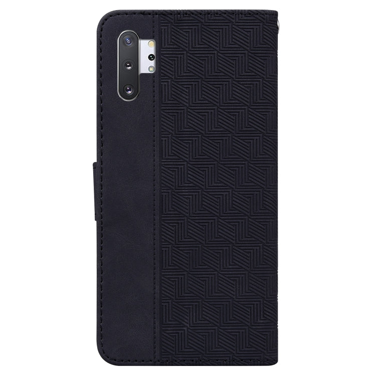 For Samsung Galaxy Note10+ Geometric Embossed Leather Phone Case(Black)