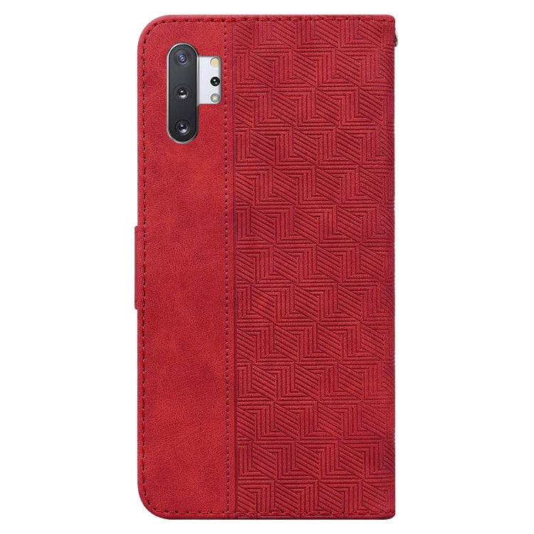 For Samsung Galaxy Note10+ Geometric Embossed Leather Phone Case(Red)