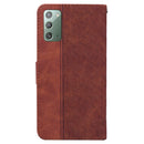 For Samsung Galaxy Note20 Geometric Embossed Leather Phone Case(Brown)