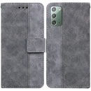 For Samsung Galaxy Note20 Geometric Embossed Leather Phone Case(Grey)