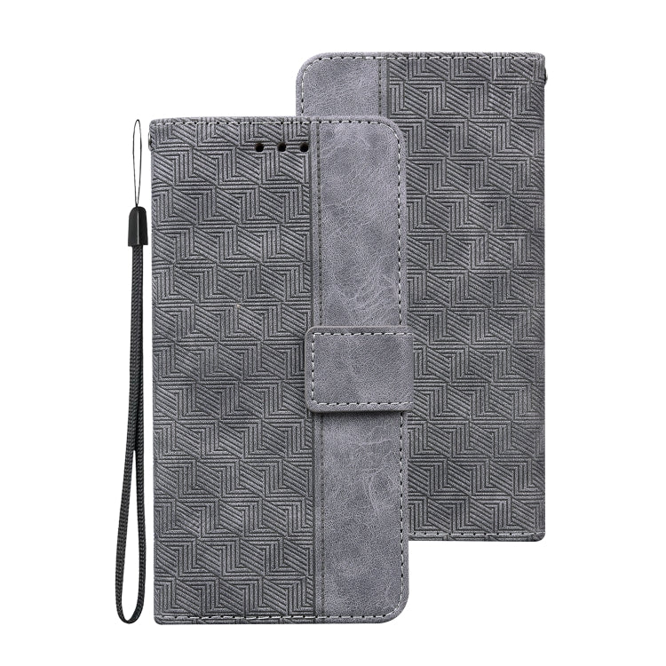 For Samsung Galaxy Note20 Geometric Embossed Leather Phone Case(Grey)