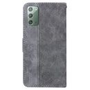 For Samsung Galaxy Note20 Geometric Embossed Leather Phone Case(Grey)