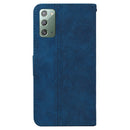 For Samsung Galaxy Note20 Geometric Embossed Leather Phone Case(Blue)