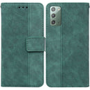 For Samsung Galaxy Note20 Geometric Embossed Leather Phone Case(Green)