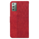 For Samsung Galaxy Note20 Geometric Embossed Leather Phone Case(Red)