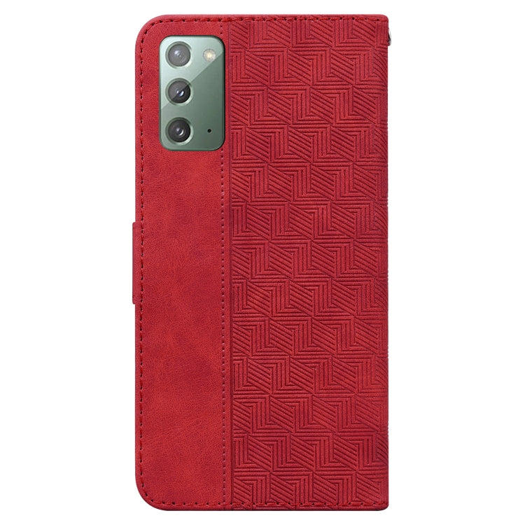 For Samsung Galaxy Note20 Geometric Embossed Leather Phone Case(Red)