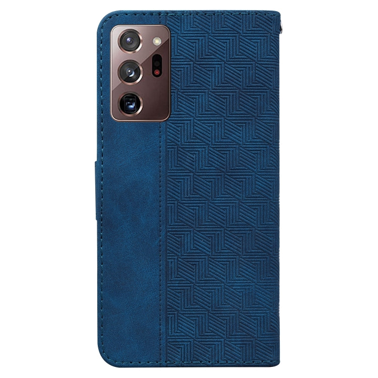 For Samsung Galaxy Note20 Ultra Geometric Embossed Leather Phone Case(Blue)
