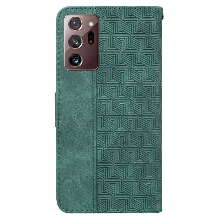 For Samsung Galaxy Note20 Ultra Geometric Embossed Leather Phone Case(Green)