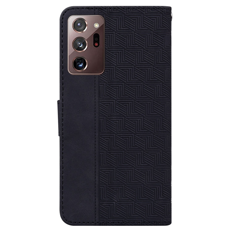 For Samsung Galaxy Note20 Ultra Geometric Embossed Leather Phone Case(Black)