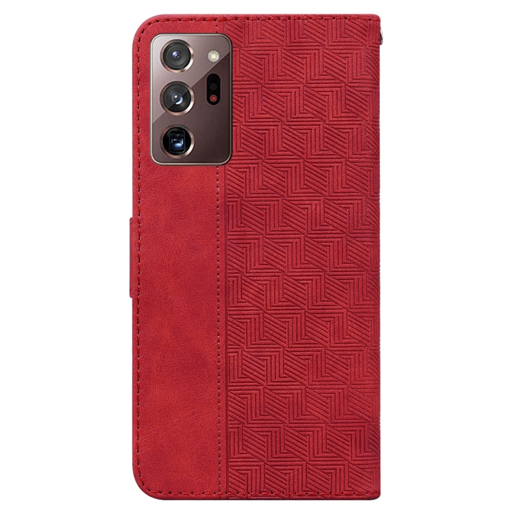 For Samsung Galaxy Note20 Ultra Geometric Embossed Leather Phone Case(Red)