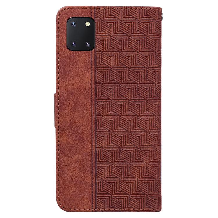 For Samsung Galaxy Note10 Lite / A81 Geometric Embossed Leather Phone Case(Brown)