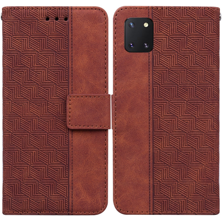 For Samsung Galaxy Note10 Lite / A81 Geometric Embossed Leather Phone Case(Brown)