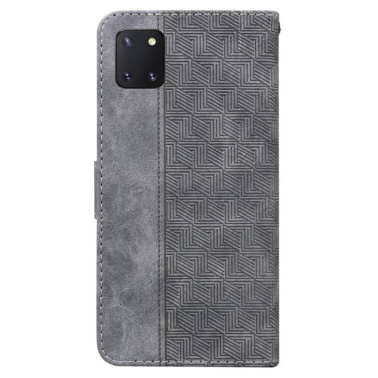 For Samsung Galaxy Note10 Lite / A81 Geometric Embossed Leather Phone Case(Grey)