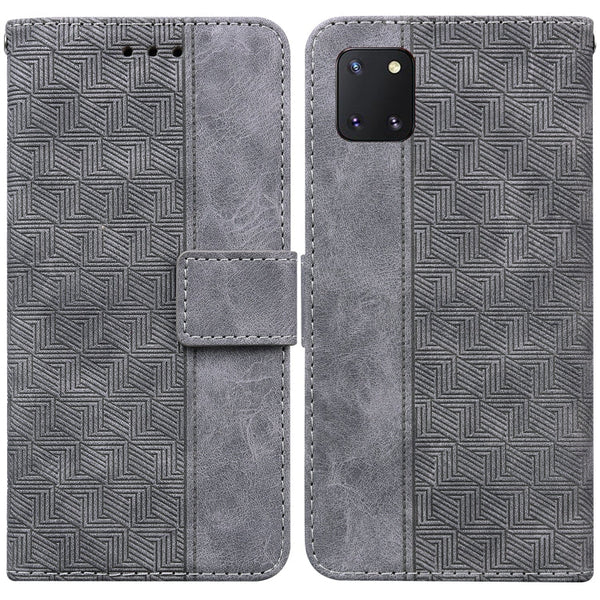 For Samsung Galaxy Note10 Lite / A81 Geometric Embossed Leather Phone Case(Grey)