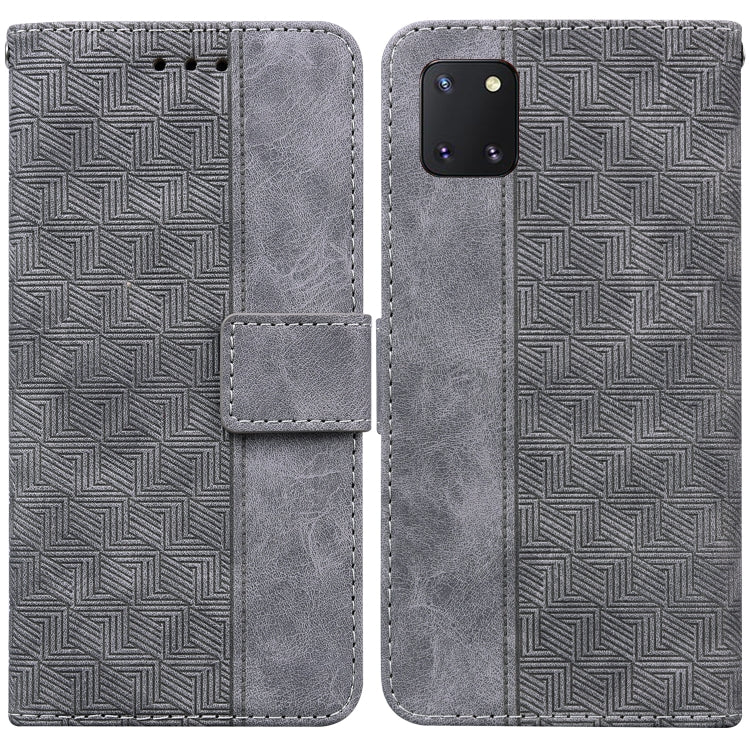 For Samsung Galaxy Note10 Lite / A81 Geometric Embossed Leather Phone Case(Grey)