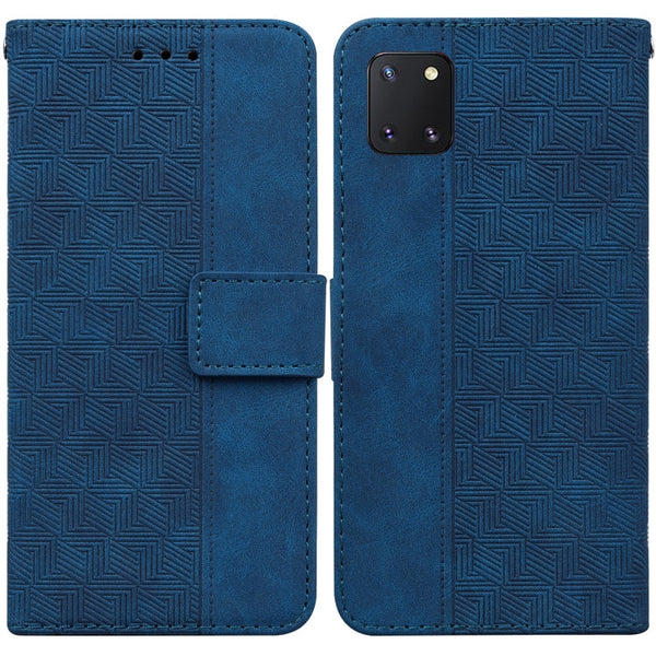 For Samsung Galaxy Note10 Lite / A81 Geometric Embossed Leather Phone Case(Blue)