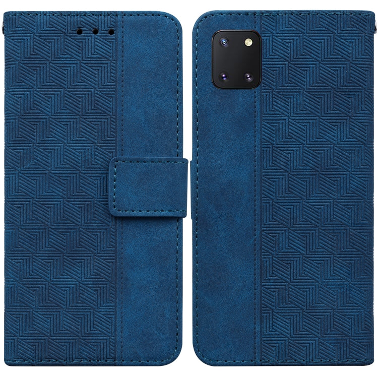 For Samsung Galaxy Note10 Lite / A81 Geometric Embossed Leather Phone Case(Blue)