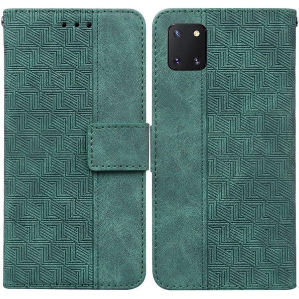 For Samsung Galaxy Note10 Lite / A81 Geometric Embossed Leather Phone Case(Green)