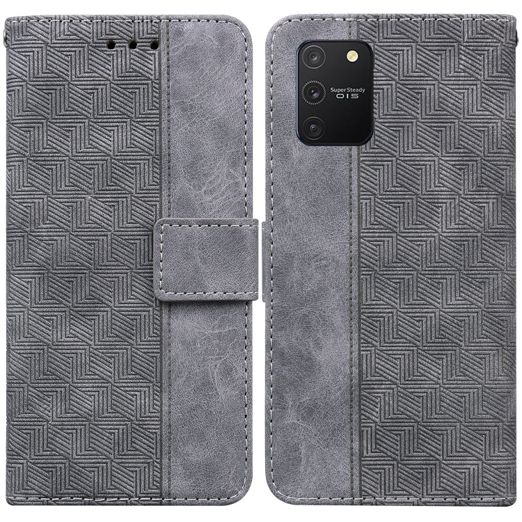 For Samsung Galaxy S10 Lite / A91 Geometric Embossed Leather Phone Case(Grey)