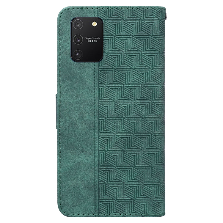 For Samsung Galaxy S10 Lite / A91 Geometric Embossed Leather Phone Case(Green)