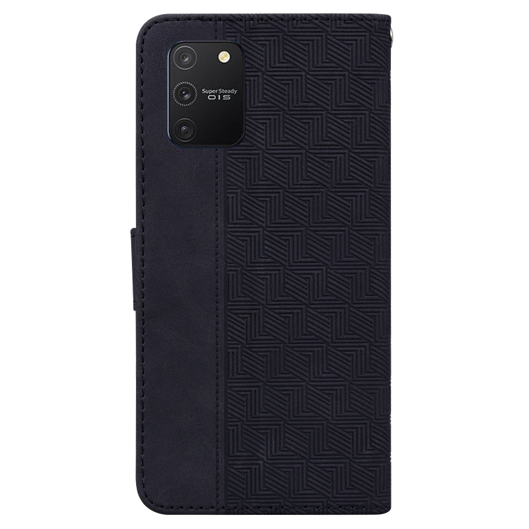 For Samsung Galaxy S10 Lite / A91 Geometric Embossed Leather Phone Case(Black)