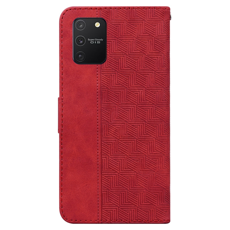 For Samsung Galaxy S10 Lite / A91 Geometric Embossed Leather Phone Case(Red)