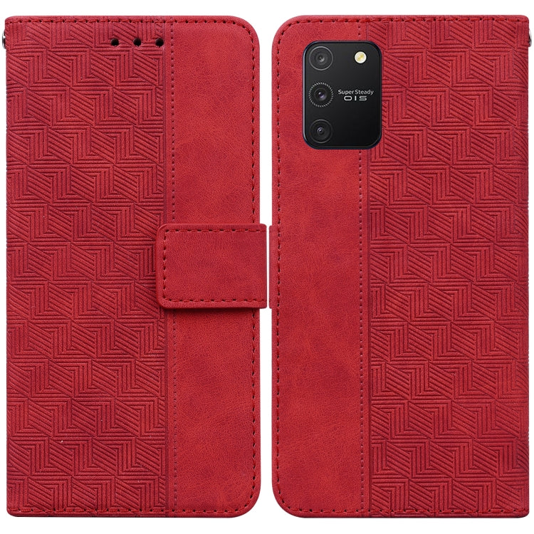 For Samsung Galaxy S10 Lite / A91 Geometric Embossed Leather Phone Case(Red)