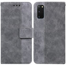 For Samsung Galaxy S20 Geometric Embossed Leather Phone Case(Grey)