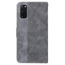 For Samsung Galaxy S20 Geometric Embossed Leather Phone Case(Grey)