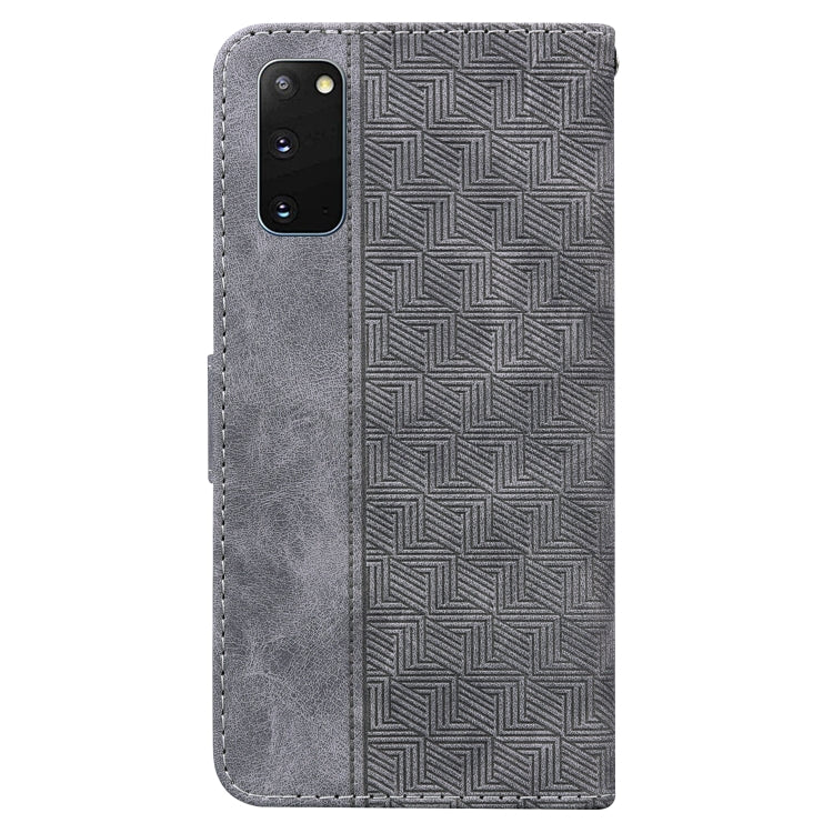 For Samsung Galaxy S20 Geometric Embossed Leather Phone Case(Grey)