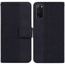 For Samsung Galaxy S20 Geometric Embossed Leather Phone Case(Black)