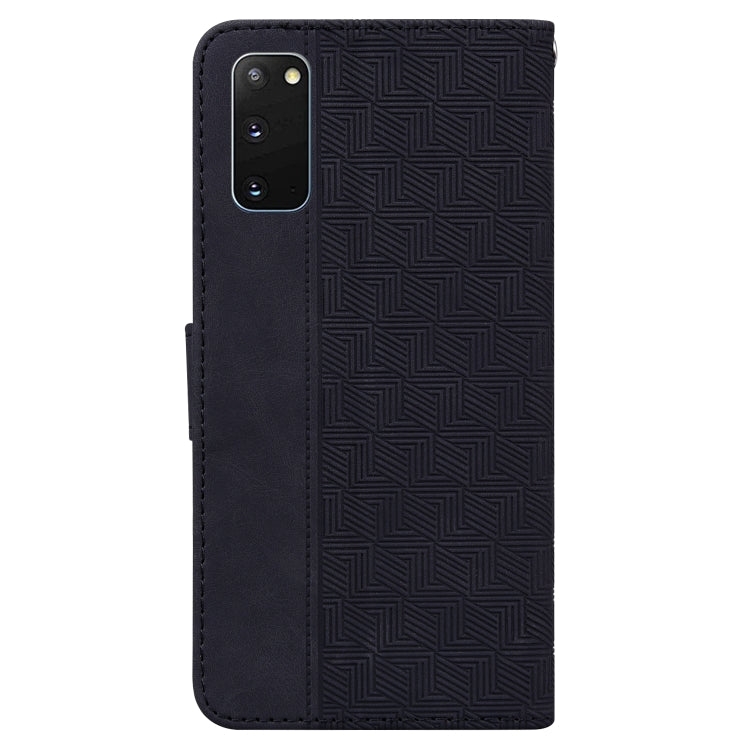 For Samsung Galaxy S20 Geometric Embossed Leather Phone Case(Black)