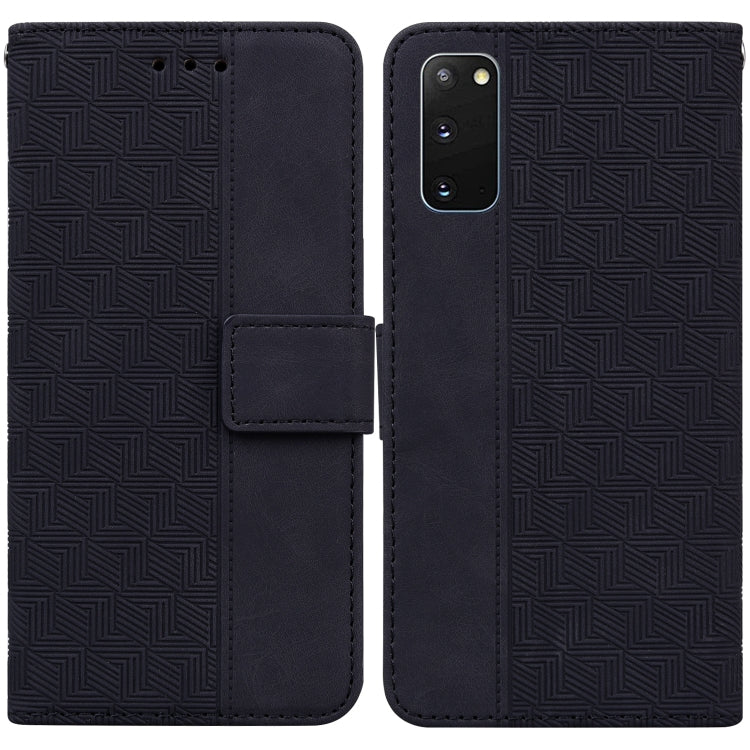 For Samsung Galaxy S20 Geometric Embossed Leather Phone Case(Black)