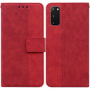 For Samsung Galaxy S20 Geometric Embossed Leather Phone Case(Red)