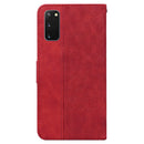 For Samsung Galaxy S20 Geometric Embossed Leather Phone Case(Red)