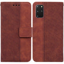 For Samsung Galaxy S20+ Geometric Embossed Leather Phone Case(Brown)